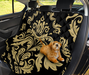 Black And Beige Damask Pattern Print Pet Car Back Seat Cover