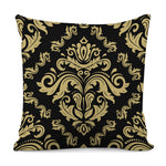 Black And Beige Damask Pattern Print Pillow Cover