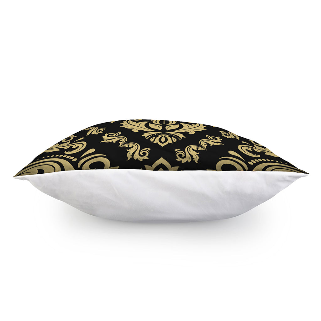 Black And Beige Damask Pattern Print Pillow Cover