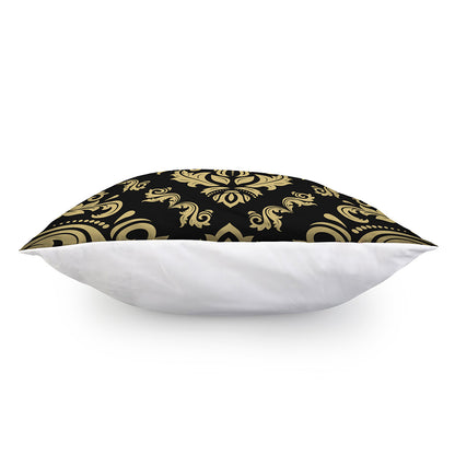 Black And Beige Damask Pattern Print Pillow Cover