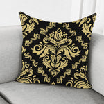 Black And Beige Damask Pattern Print Pillow Cover