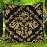 Black And Beige Damask Pattern Print Quilt