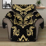 Black And Beige Damask Pattern Print Recliner Protector