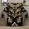 Black And Beige Damask Pattern Print Recliner Protector