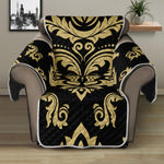 Black And Beige Damask Pattern Print Recliner Protector