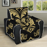 Black And Beige Damask Pattern Print Recliner Protector