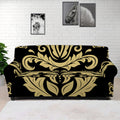Black And Beige Damask Pattern Print Sofa Cover