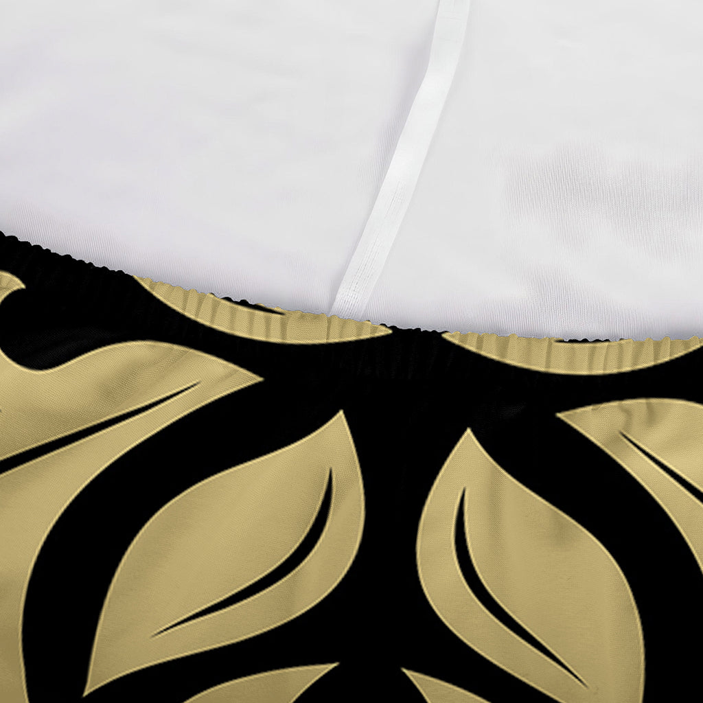 Black And Beige Damask Pattern Print Sofa Cover