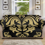 Black And Beige Damask Pattern Print Sofa Protector