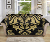 Black And Beige Damask Pattern Print Sofa Protector