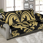 Black And Beige Damask Pattern Print Sofa Protector