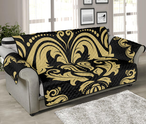 Black And Beige Damask Pattern Print Sofa Protector