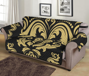 Black And Beige Damask Pattern Print Sofa Protector