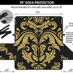 Black And Beige Damask Pattern Print Sofa Protector