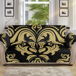 Black And Beige Damask Pattern Print Sofa Protector