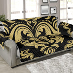 Black And Beige Damask Pattern Print Sofa Protector