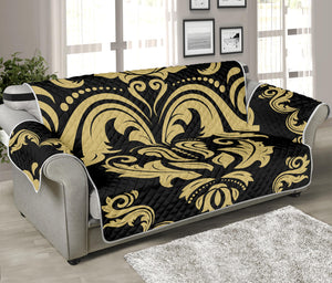 Black And Beige Damask Pattern Print Sofa Protector