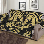 Black And Beige Damask Pattern Print Sofa Protector