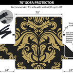 Black And Beige Damask Pattern Print Sofa Protector