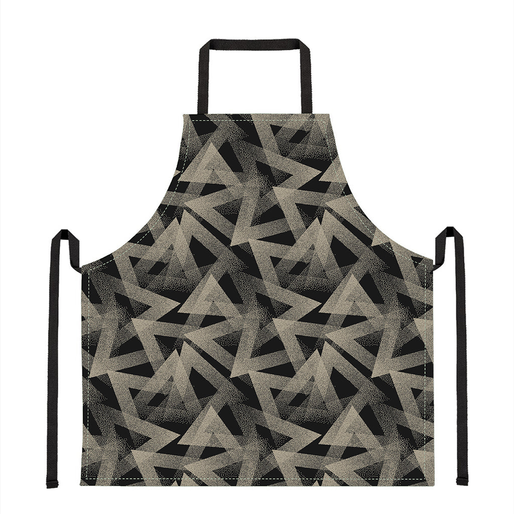 Black And Beige Geometric Triangle Print Apron