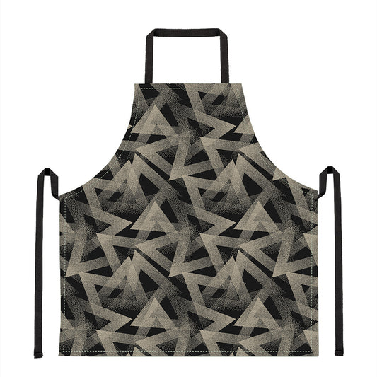Black And Beige Geometric Triangle Print Apron