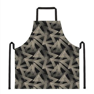 Black And Beige Geometric Triangle Print Apron