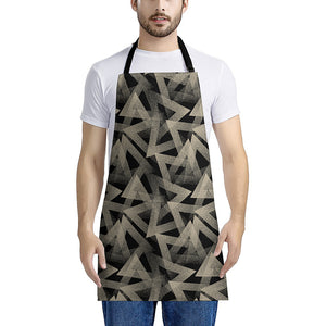 Black And Beige Geometric Triangle Print Apron