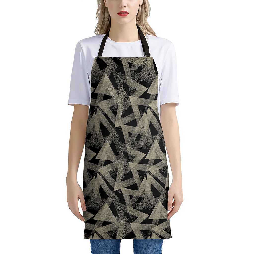 Black And Beige Geometric Triangle Print Apron