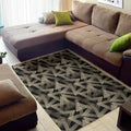 Black And Beige Geometric Triangle Print Floor Mat