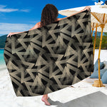 Black And Beige Geometric Triangle Print Beach Sarong Wrap