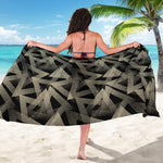 Black And Beige Geometric Triangle Print Beach Sarong Wrap