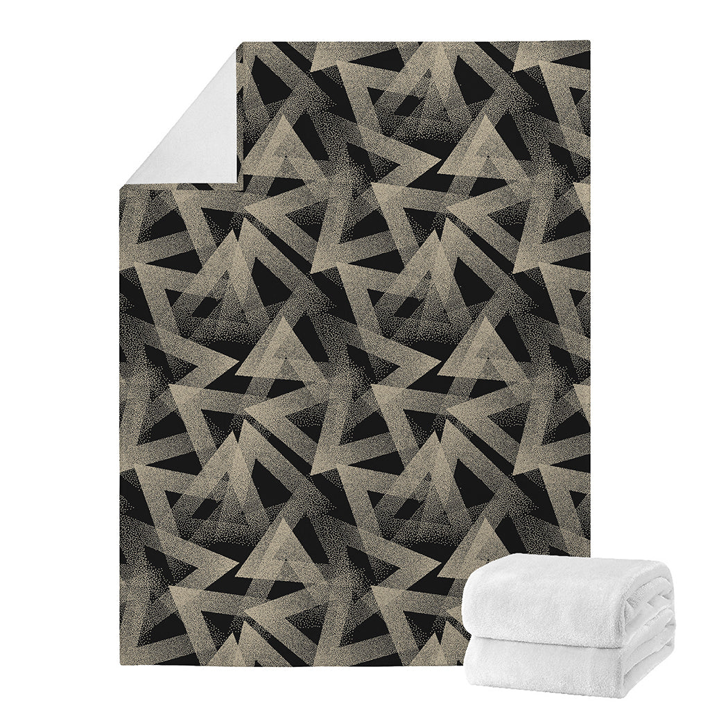 Black And Beige Geometric Triangle Print Blanket