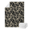 Black And Beige Geometric Triangle Print Blanket