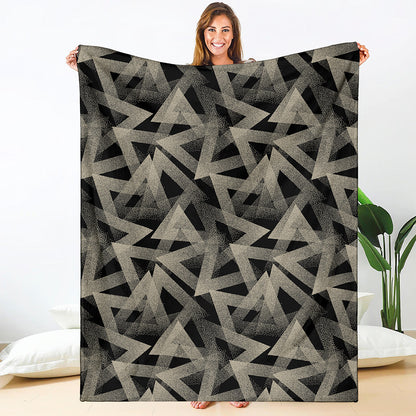 Black And Beige Geometric Triangle Print Blanket