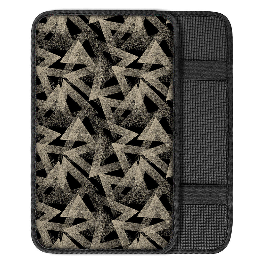 Black And Beige Geometric Triangle Print Car Center Console Cover