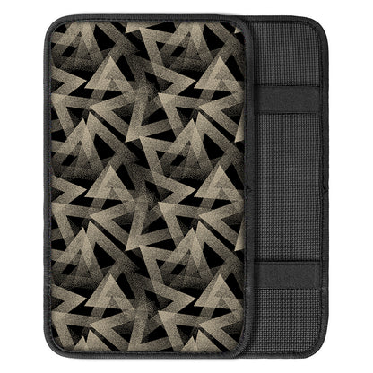 Black And Beige Geometric Triangle Print Car Center Console Cover
