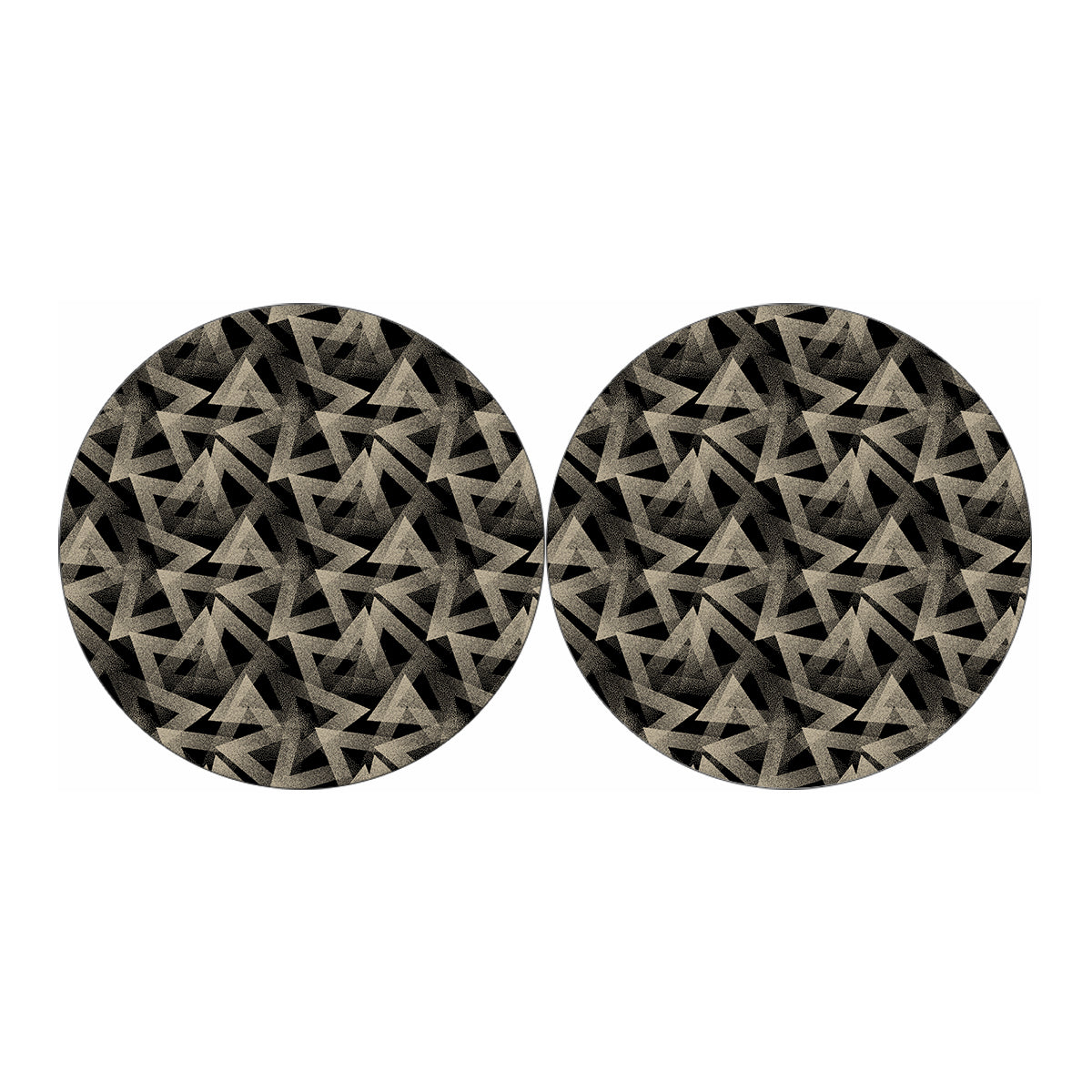 Black And Beige Geometric Triangle Print Car Coasters