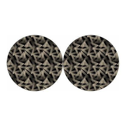 Black And Beige Geometric Triangle Print Car Coasters