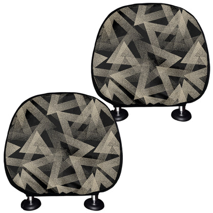 Black And Beige Geometric Triangle Print Car Headrest Covers