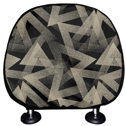 Black And Beige Geometric Triangle Print Car Headrest Covers