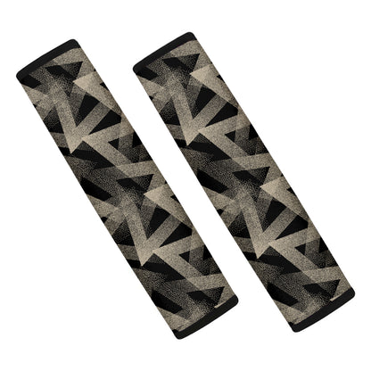 Black And Beige Geometric Triangle Print Car Seat Belt Covers