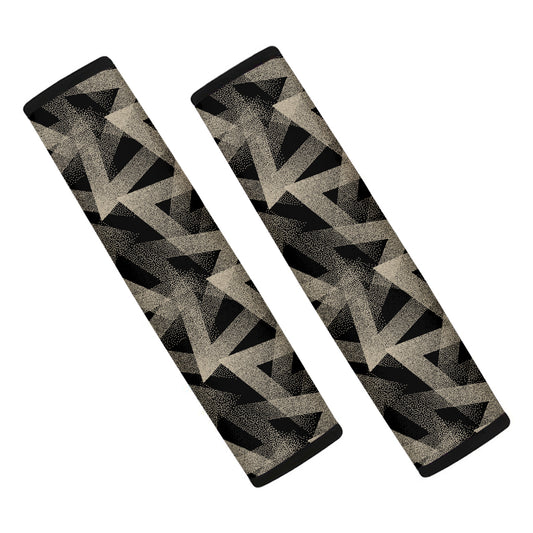 Black And Beige Geometric Triangle Print Car Seat Belt Covers