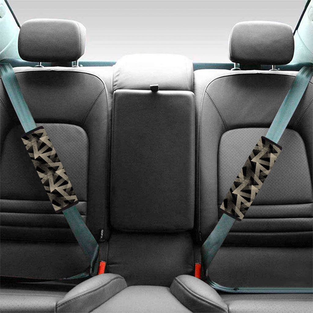 Black And Beige Geometric Triangle Print Car Seat Belt Covers