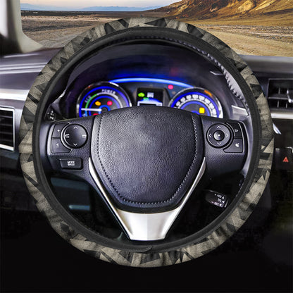 Black And Beige Geometric Triangle Print Car Steering Wheel Cover