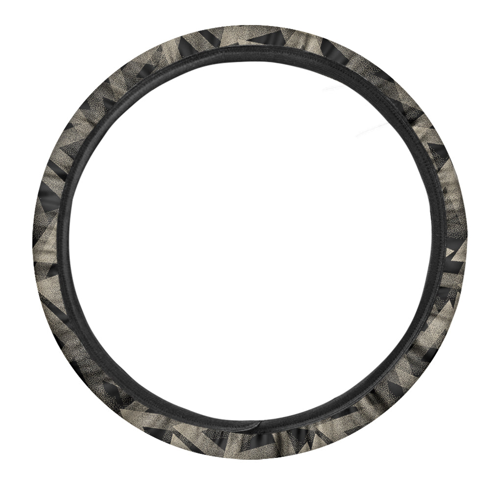 Black And Beige Geometric Triangle Print Car Steering Wheel Cover