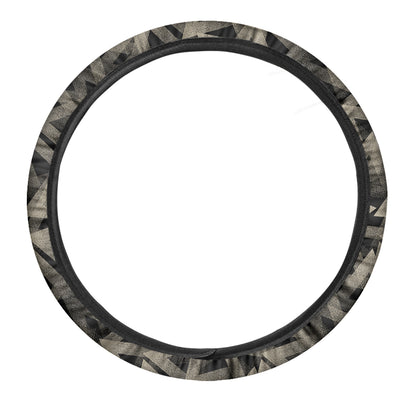 Black And Beige Geometric Triangle Print Car Steering Wheel Cover