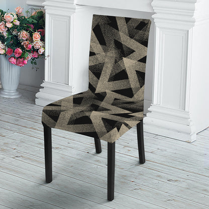 Black And Beige Geometric Triangle Print Dining Chair Slipcover