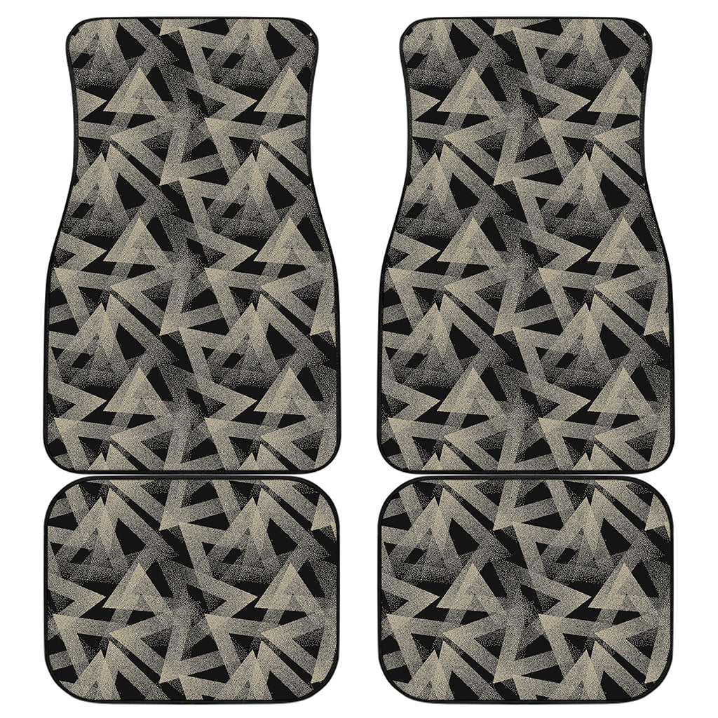 Black And Beige Geometric Triangle Print Front and Back Car Floor Mats