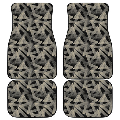 Black And Beige Geometric Triangle Print Front and Back Car Floor Mats