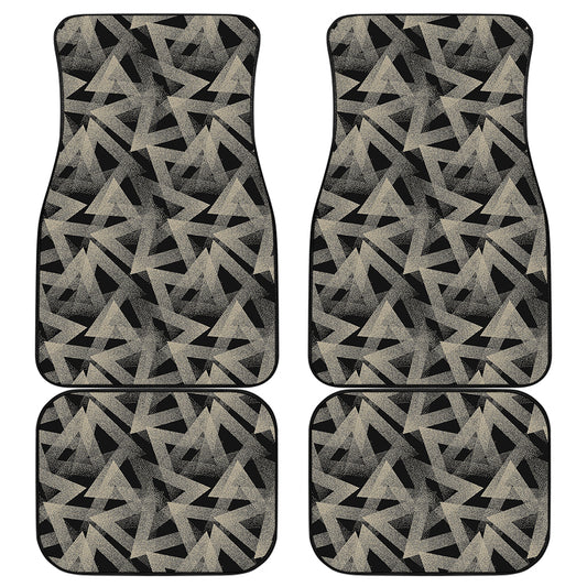 Black And Beige Geometric Triangle Print Front and Back Car Floor Mats